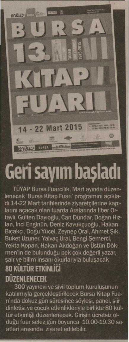 Bursa 13. Kitap Fuarı geri sayım başladı - AKTÜEL 28.02.2015