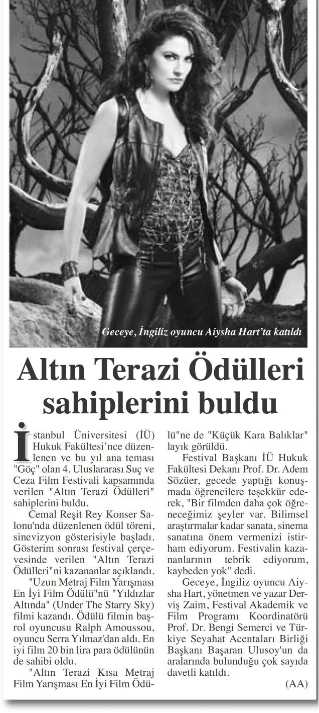 Altın Terazi Ödülleri sahiplerini buldu - BAŞKENT GAZETESİ  13.11.2014