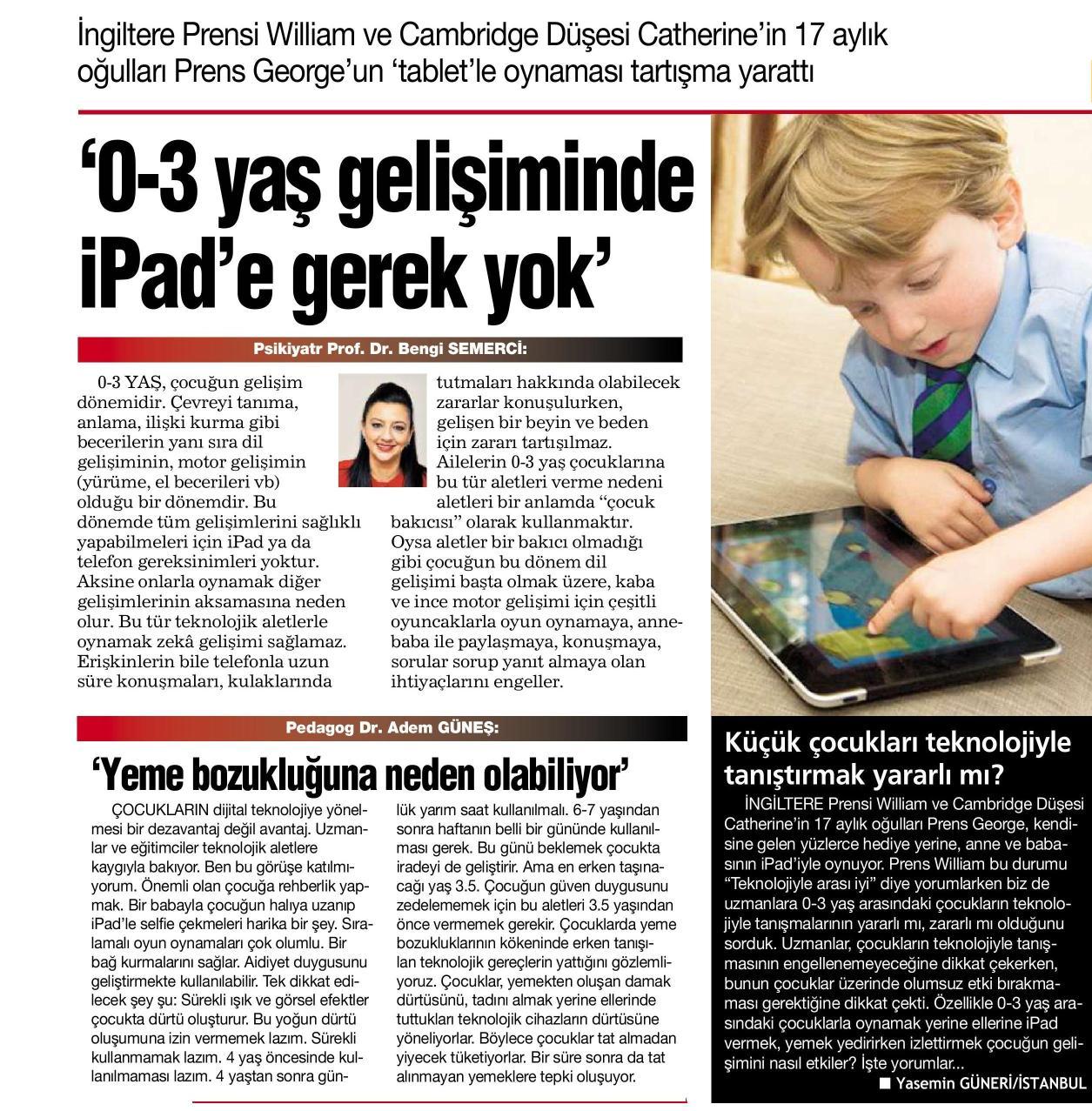 0-3 yaş gelişiminde iPad'e gerek yok - HABERTÜRK  13.12.2014